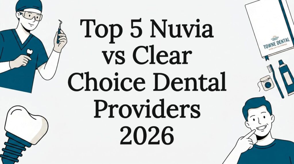 Decorative dental implant title card illustration