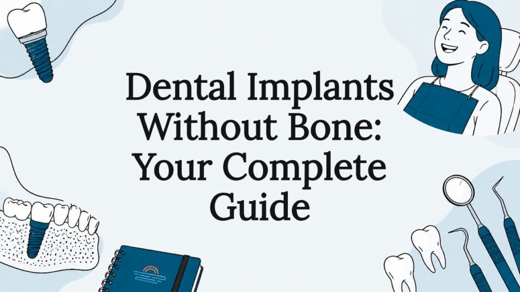 Decorative dental implants title card illustration