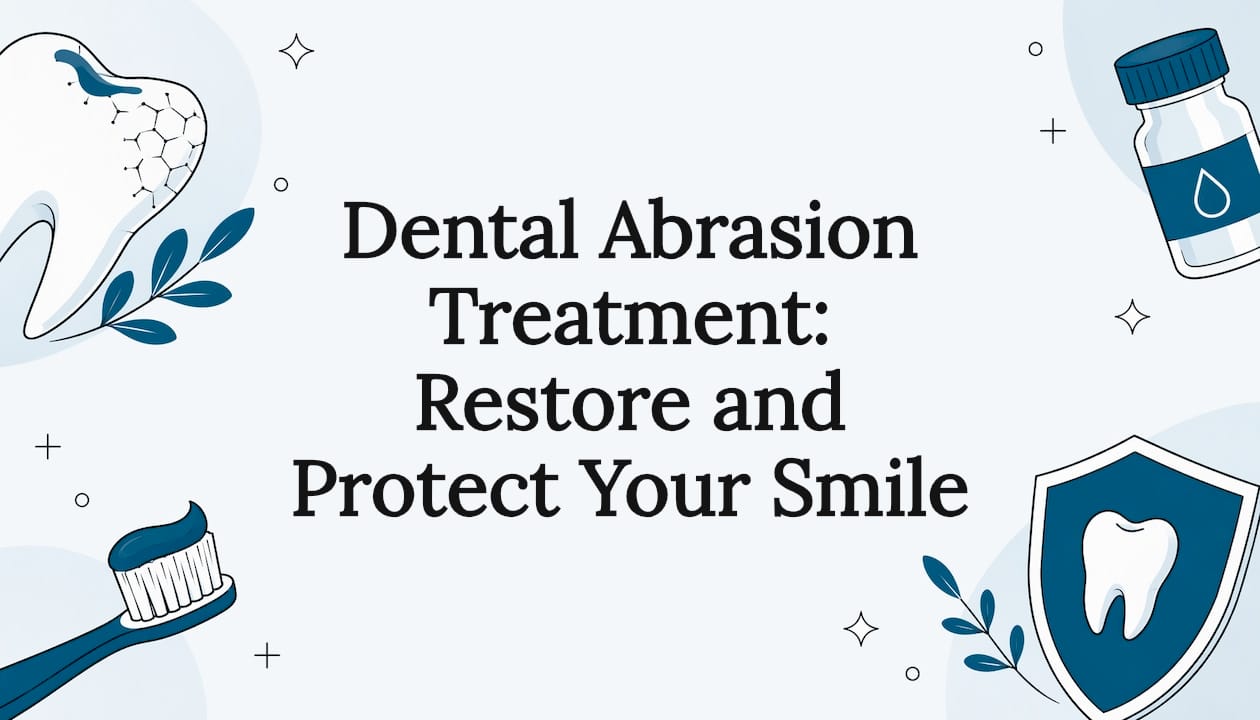 Decorative dental abrasion title card illustration