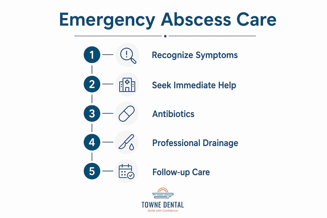 Infographic showing emergency abscess care steps