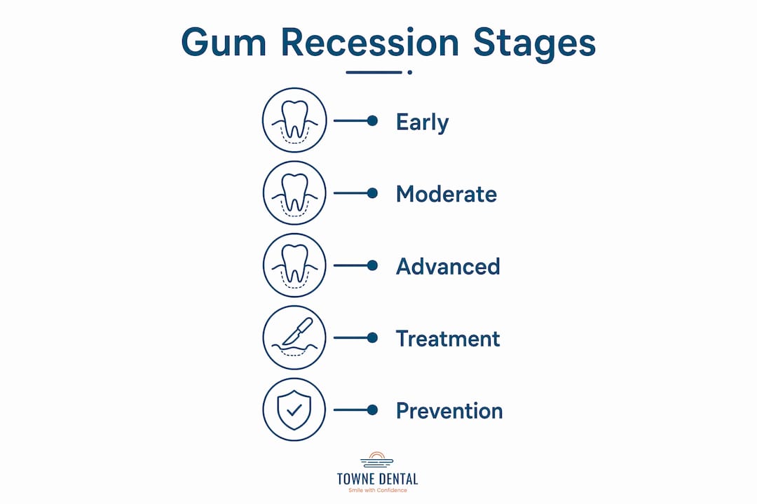 Infographic showing gum recession stages and care