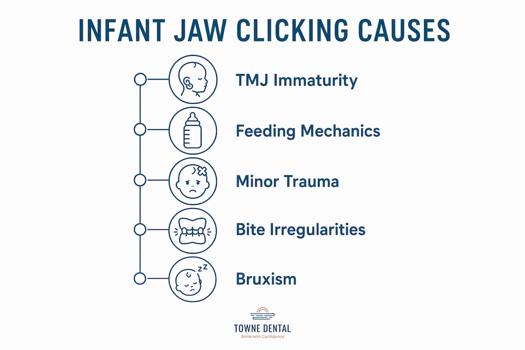 Infographic showing causes of infant jaw clicking