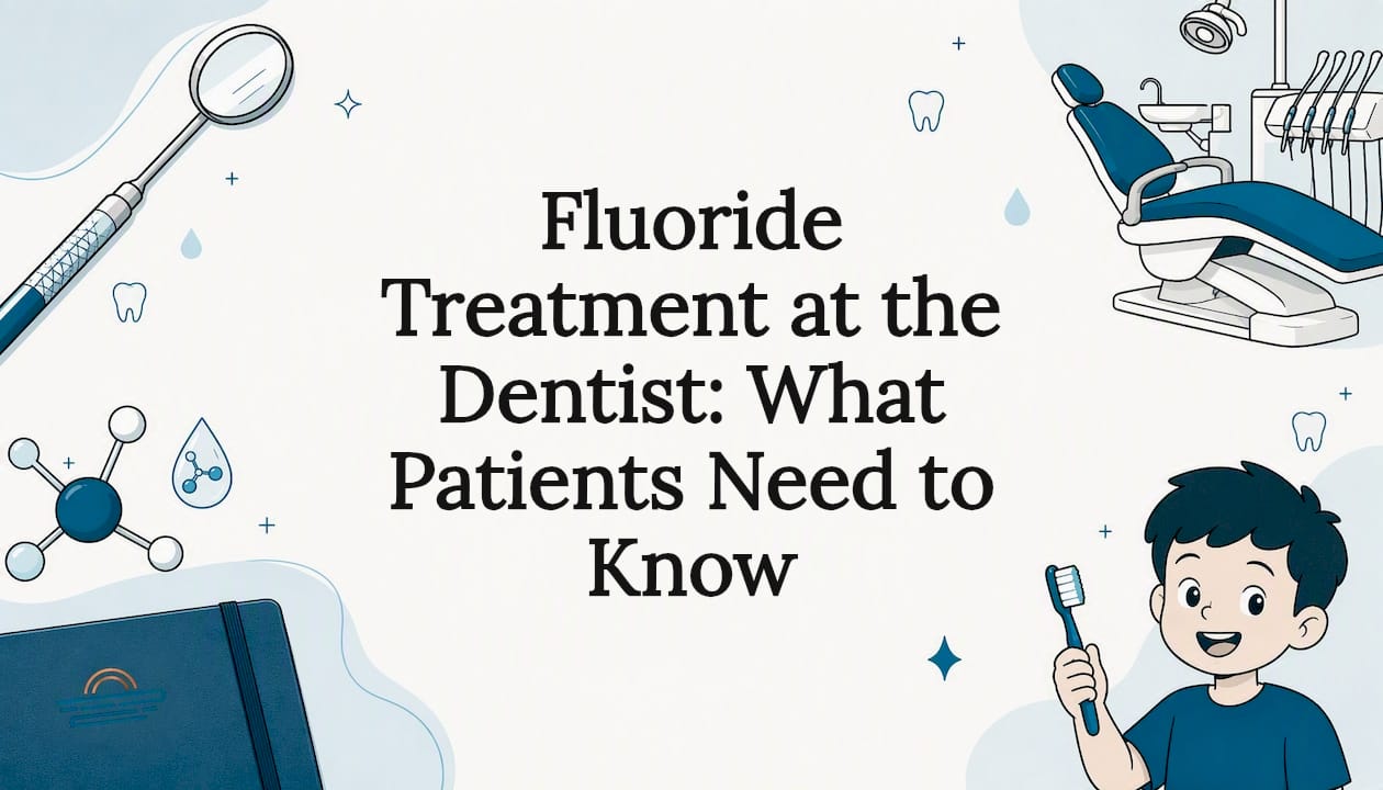 Decorative fluoride treatment title card illustration