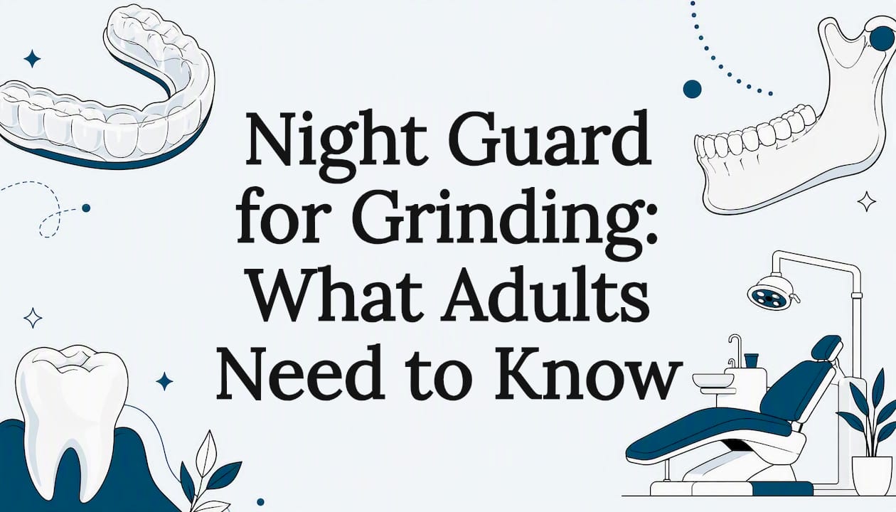 Decorative dental night guard title card illustration