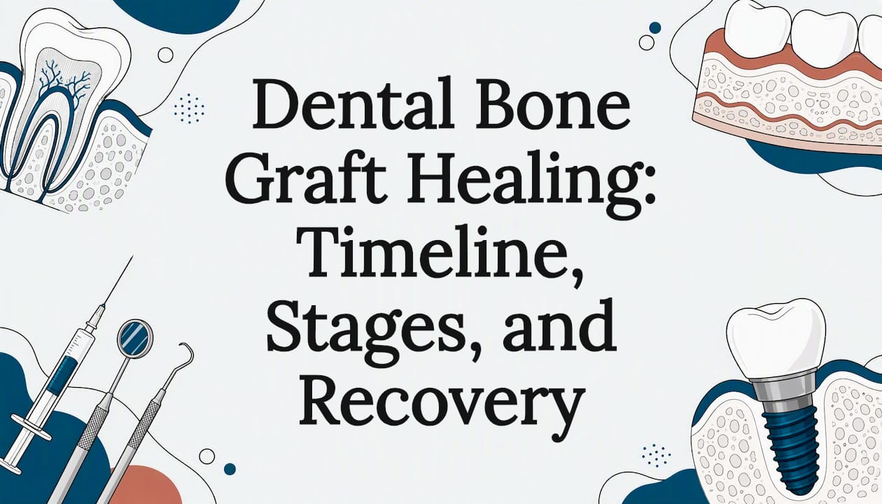 Decorative title card illustration for dental bone graft healing