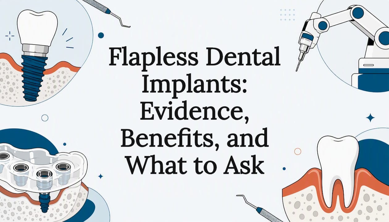 Decorative dental implant title card illustration
