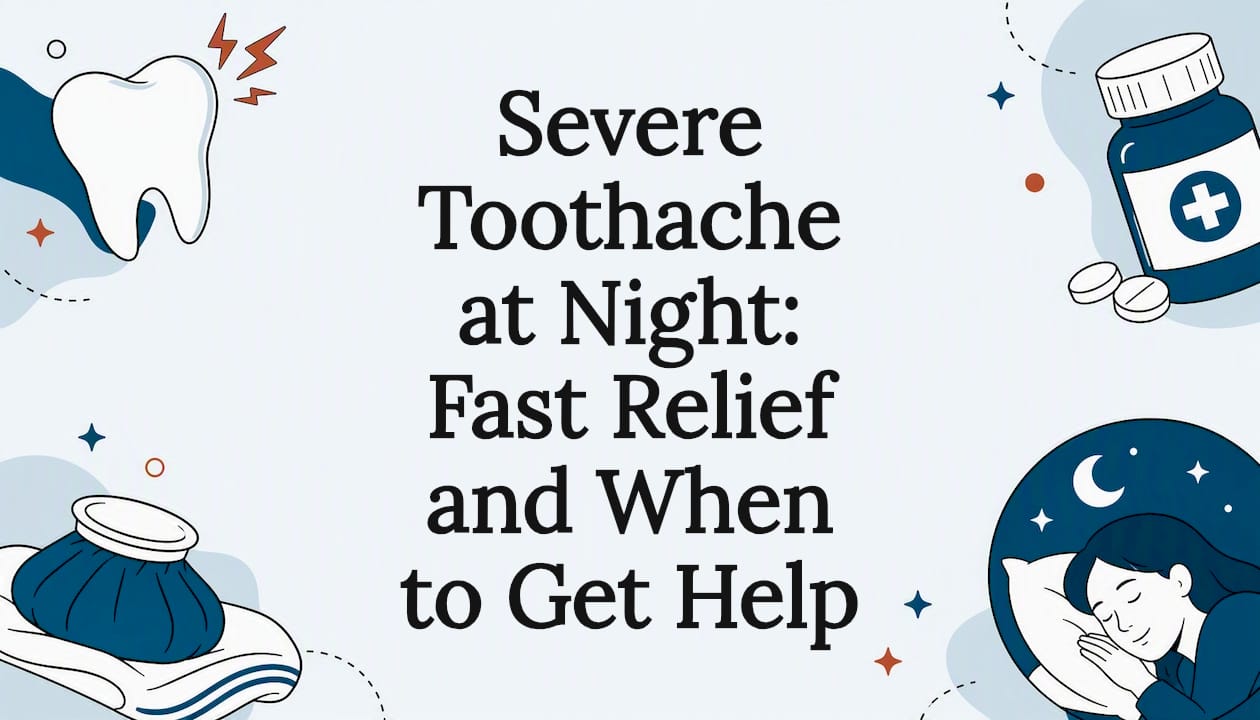 Decorative dental care title card illustration