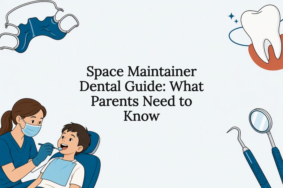 Decorative illustration for space maintainer dental guide title card