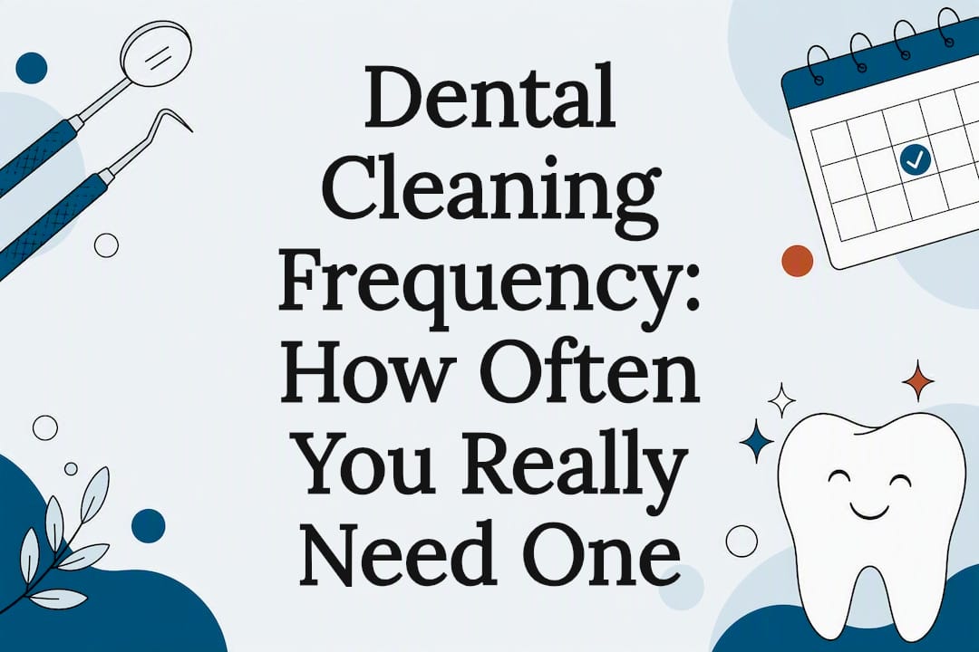 Decorative dental cleaning title card illustration