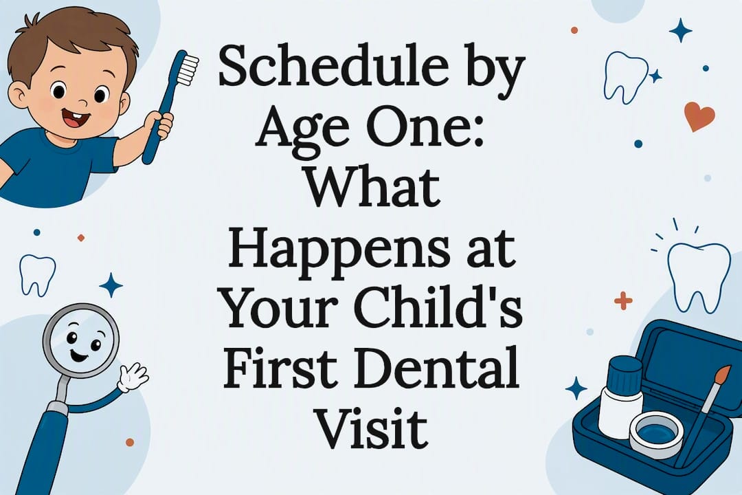 Decorative title card illustration for toddler dental visit