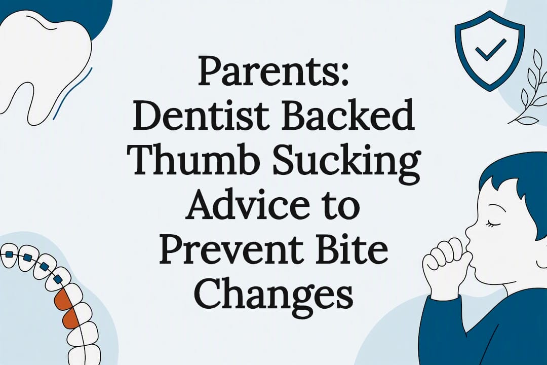 Decorative thumb sucking dental advice title card
