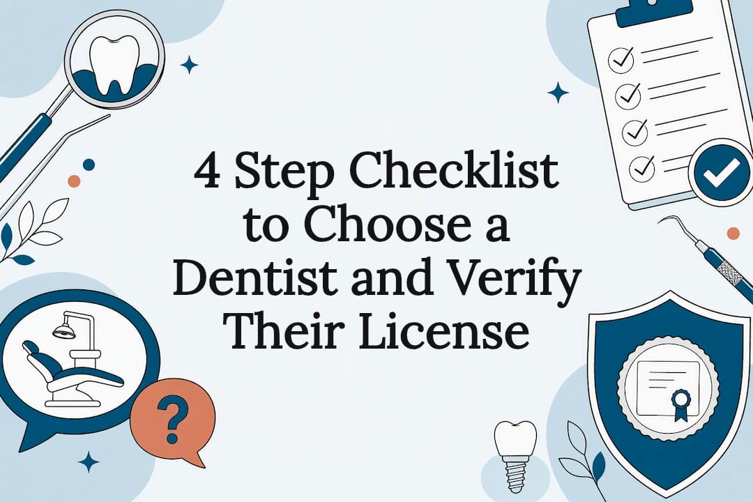 Dental checklist and license verification title card
