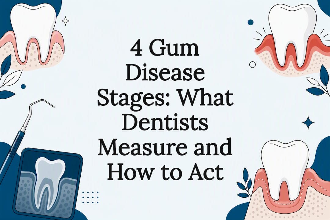 Illustrated gum disease stages title card
