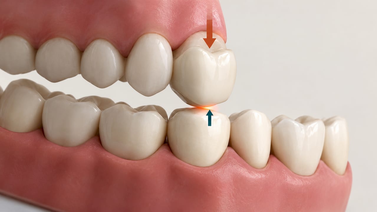 Illustration of a high bite on crown