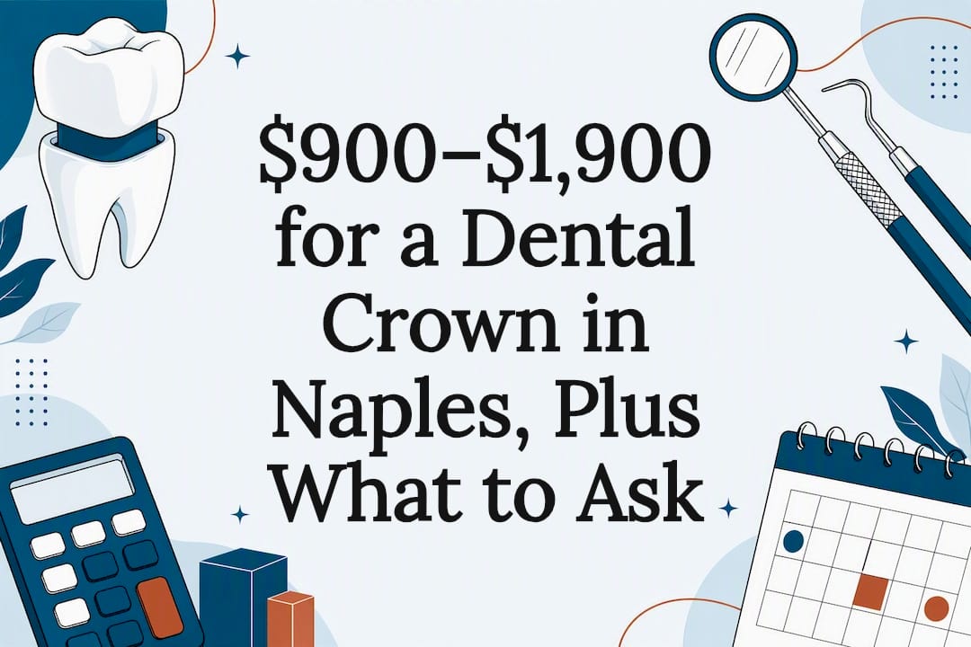 Dental crown cost title card illustration