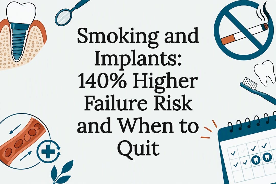 Illustrated smoking and implant healing title card