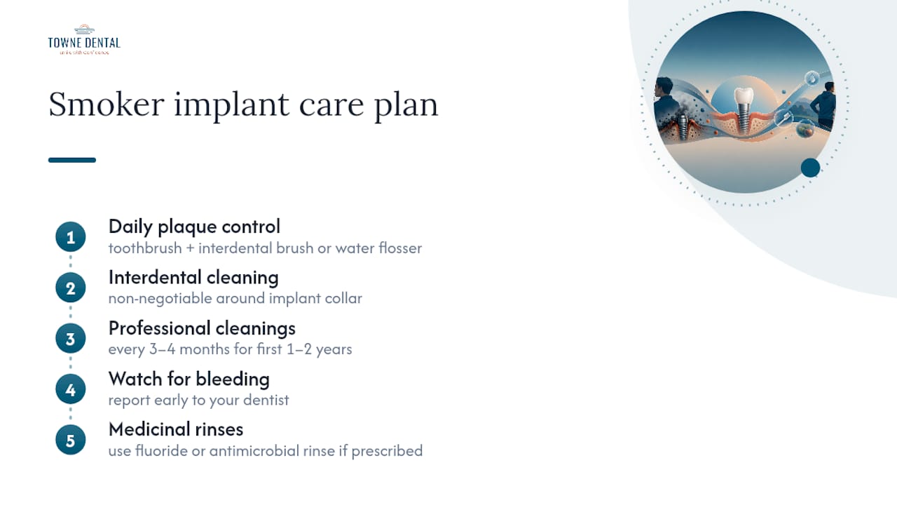 Implant maintenance steps for smokers
