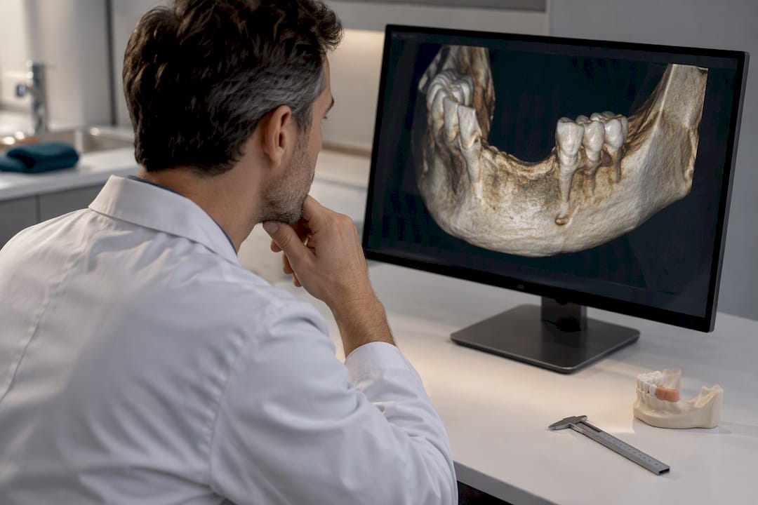 Clinician reviewing CBCT jaw imaging